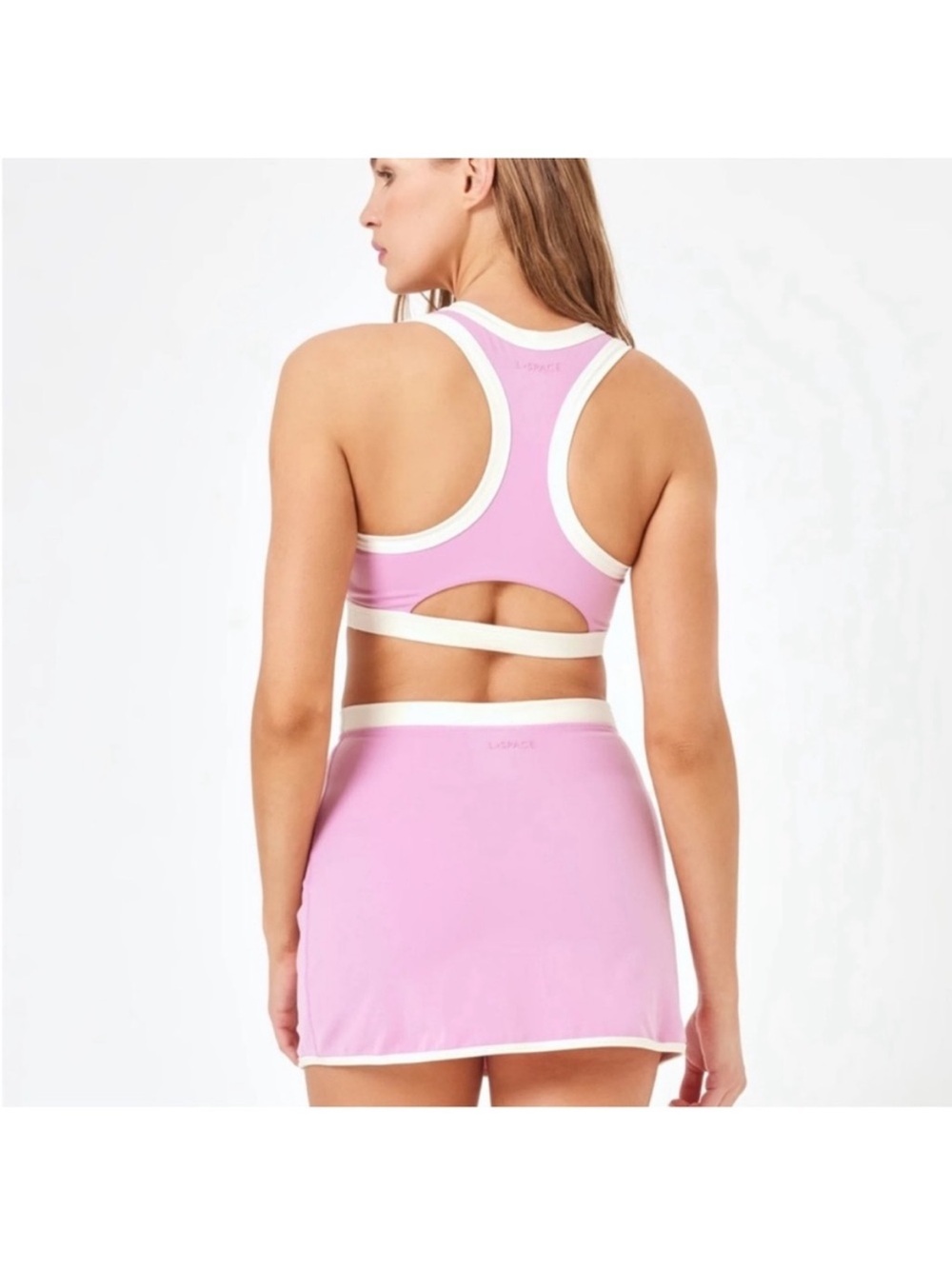 l*space Pink Crop Tank with Cream Trimmed Edges